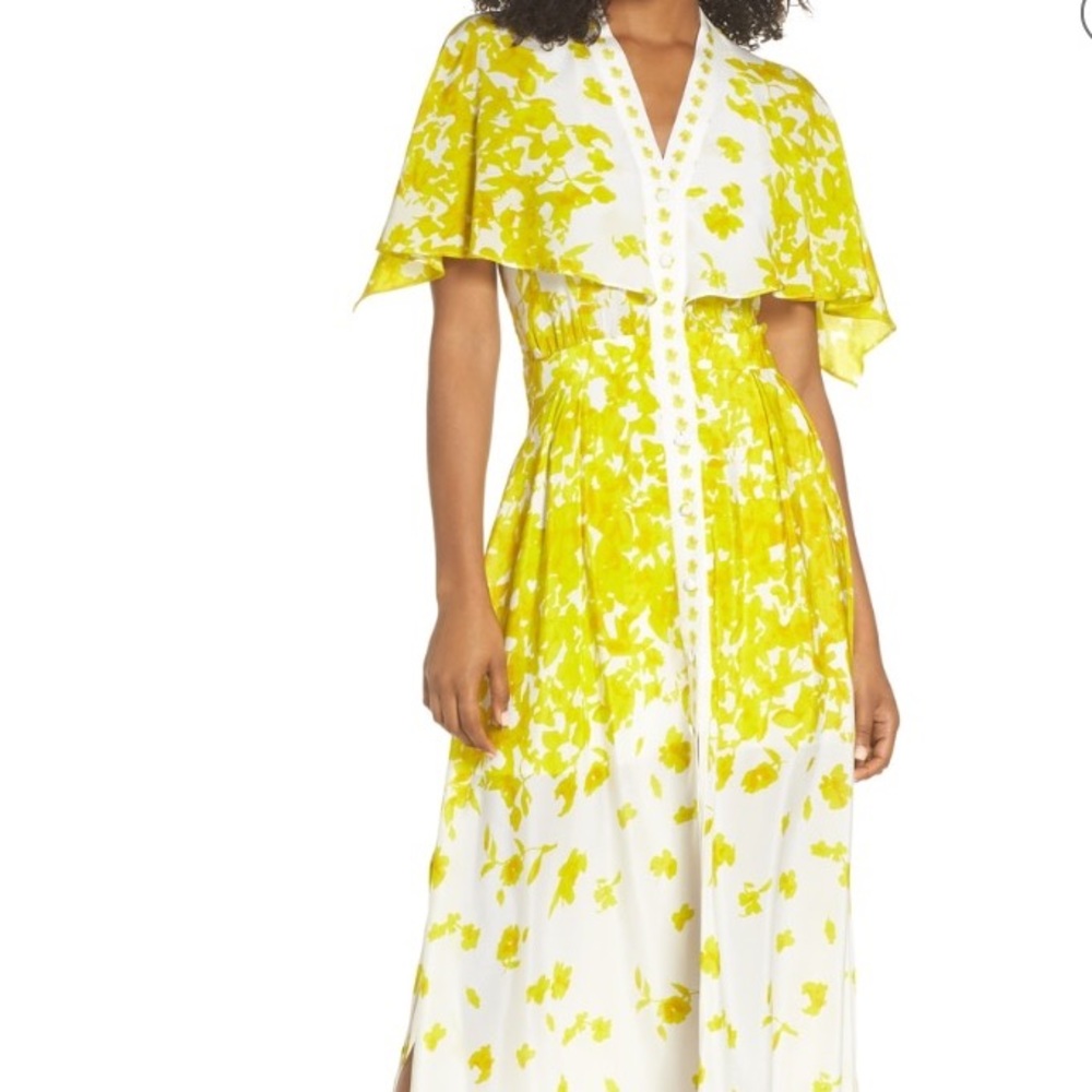 Yellow White Folk Boho Floral Long Maxi Dress
